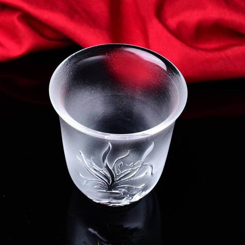 Crystal Melting Cup - Exquisite Orchid Pattern Single Teacup for Tea Ceremony& Meditation